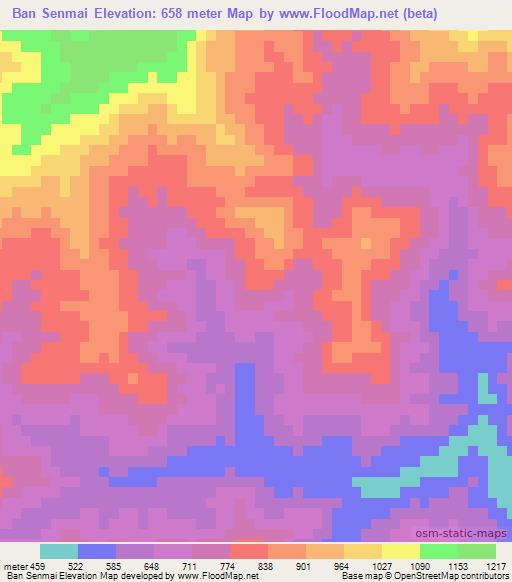 Ban Senmai,Laos Elevation Map