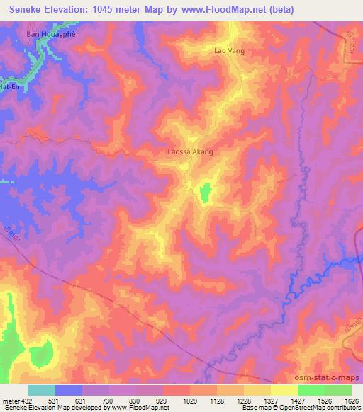 Seneke,Laos Elevation Map