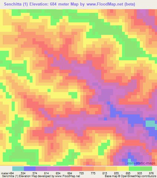 Senchitta (1),Laos Elevation Map