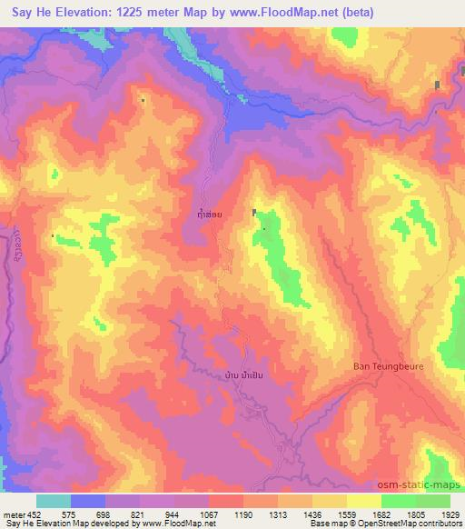 Say He,Laos Elevation Map