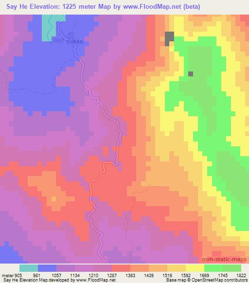 Say He,Laos Elevation Map