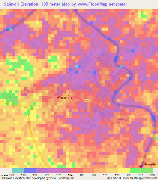 Salavan,Laos Elevation Map