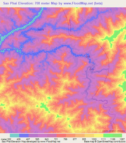 Sao Phai,Laos Elevation Map