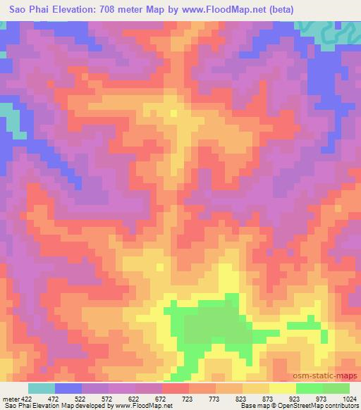 Sao Phai,Laos Elevation Map