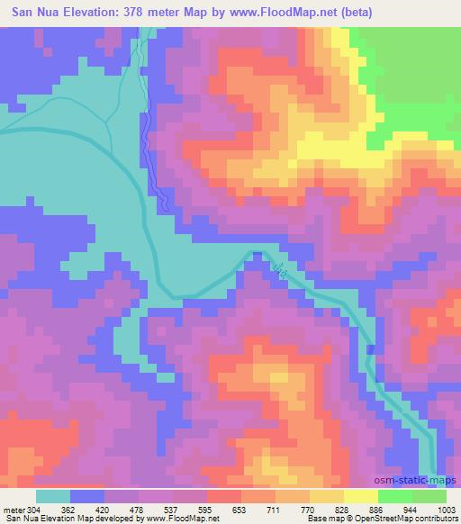 San Nua,Laos Elevation Map