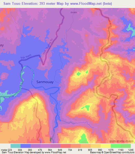 Sam Touo,Laos Elevation Map