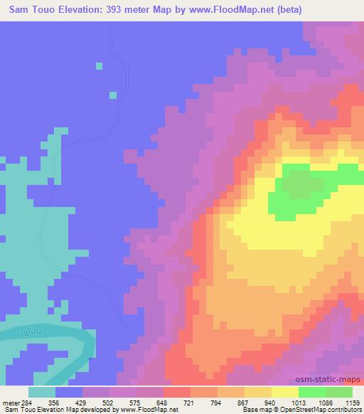 Sam Touo,Laos Elevation Map