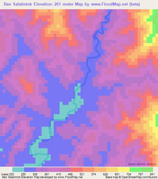 Ban Salatintok,Laos Elevation Map