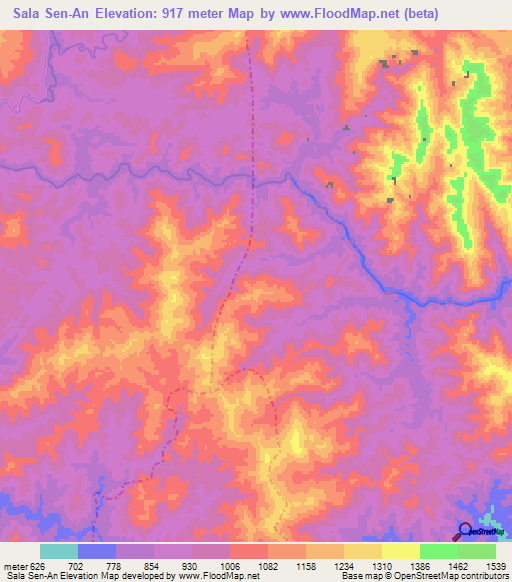 Sala Sen-An,Laos Elevation Map