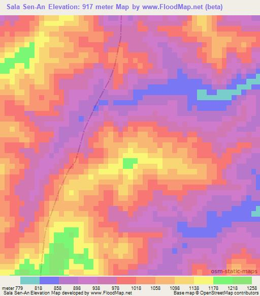 Sala Sen-An,Laos Elevation Map