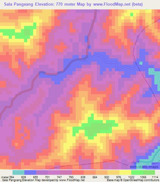 Sala Pangxang,Laos Elevation Map