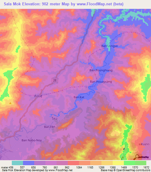 Sala Mok,Laos Elevation Map