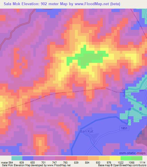 Sala Mok,Laos Elevation Map