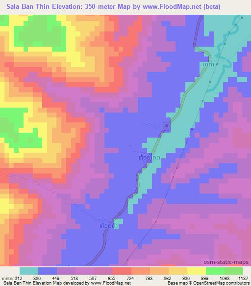 Sala Ban Thin,Laos Elevation Map