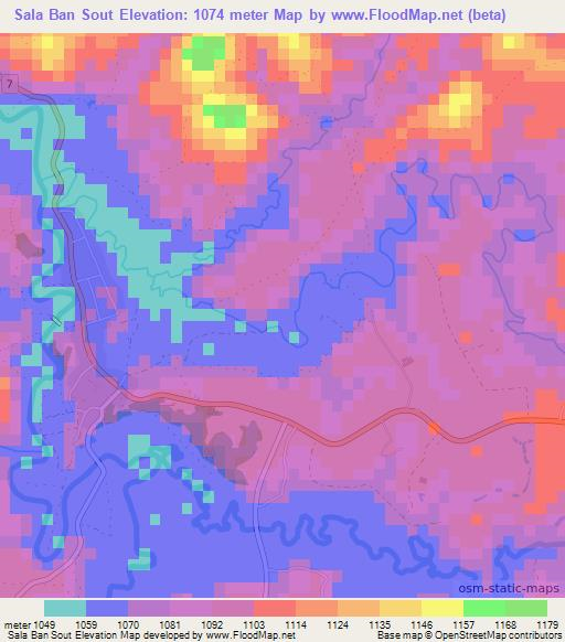 Sala Ban Sout,Laos Elevation Map