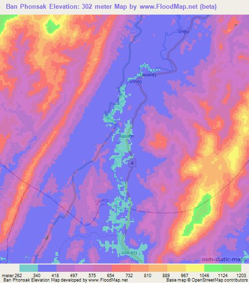 Ban Phonsak,Laos Elevation Map