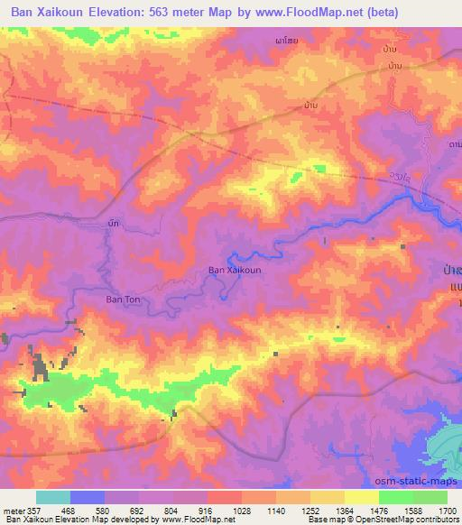 Ban Xaikoun,Laos Elevation Map