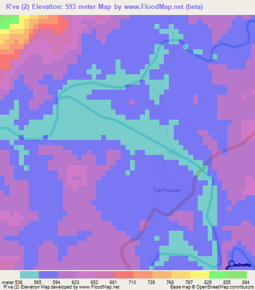 R'va (2),Laos Elevation Map