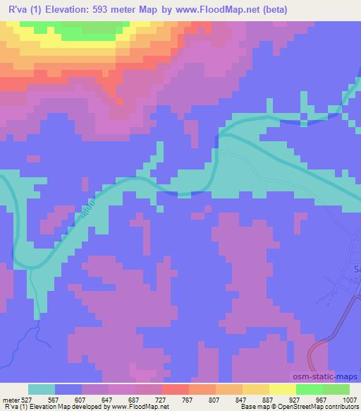 R'va (1),Laos Elevation Map