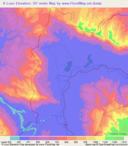 R Louo,Laos Elevation Map