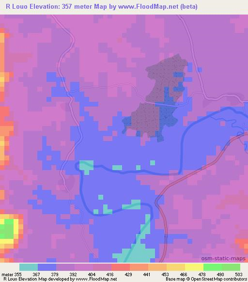 R Louo,Laos Elevation Map