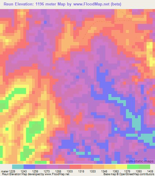 Reun,Laos Elevation Map