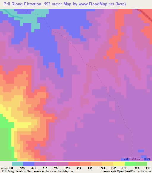 Pril Riong,Laos Elevation Map