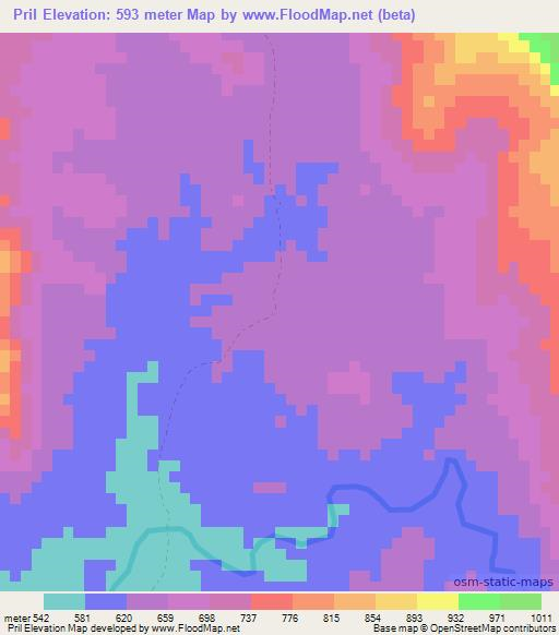 Pril,Laos Elevation Map