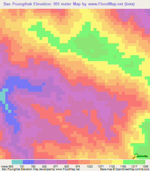 Ban Poungthak,Laos Elevation Map