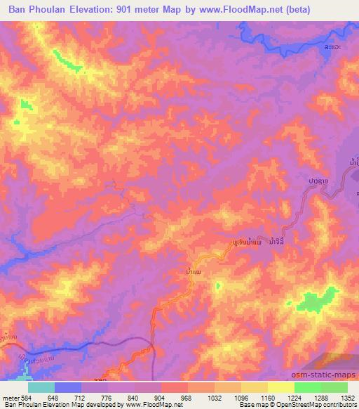 Ban Phoulan,Laos Elevation Map