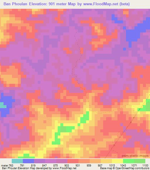 Ban Phoulan,Laos Elevation Map