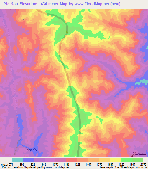 Pie Sou,Laos Elevation Map