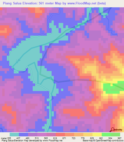 Piang Salua,Laos Elevation Map