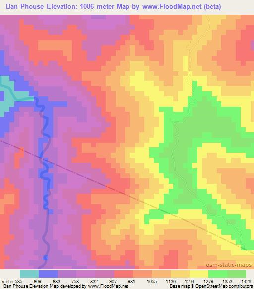 Ban Phouse,Laos Elevation Map