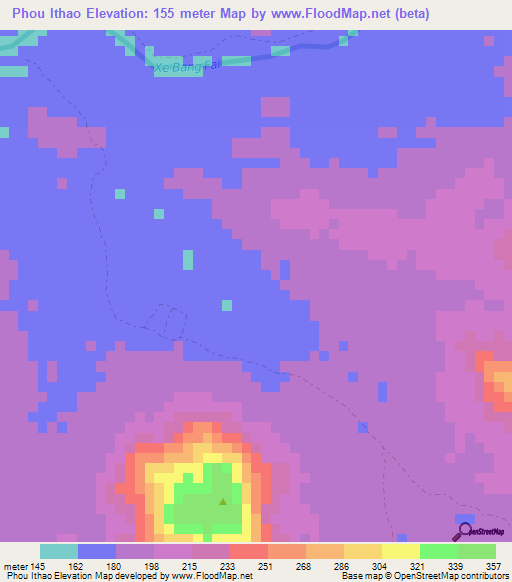 Phou Ithao,Laos Elevation Map