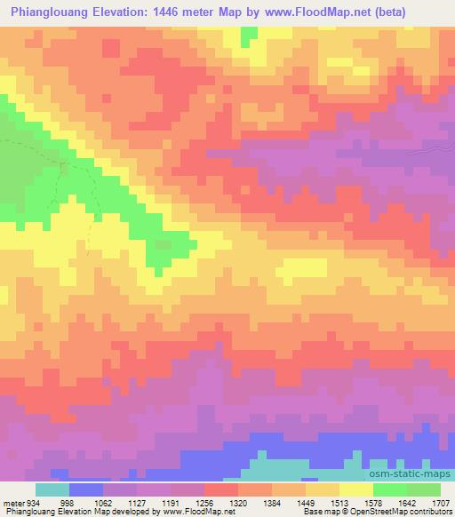 Phianglouang,Laos Elevation Map