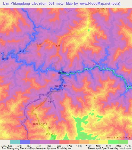 Ban Phiangdang,Laos Elevation Map