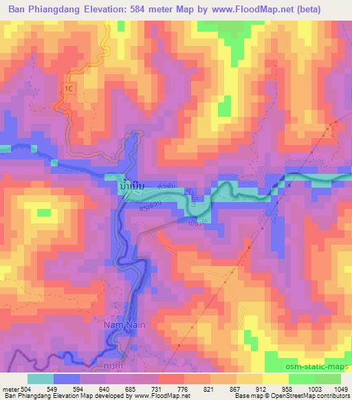 Ban Phiangdang,Laos Elevation Map