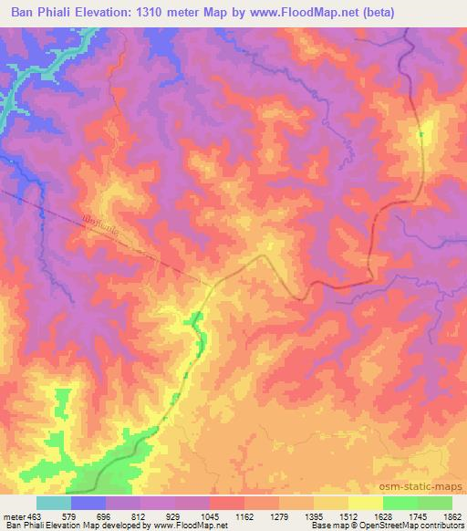 Ban Phiali,Laos Elevation Map