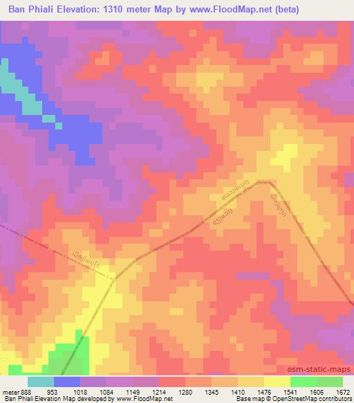 Ban Phiali,Laos Elevation Map