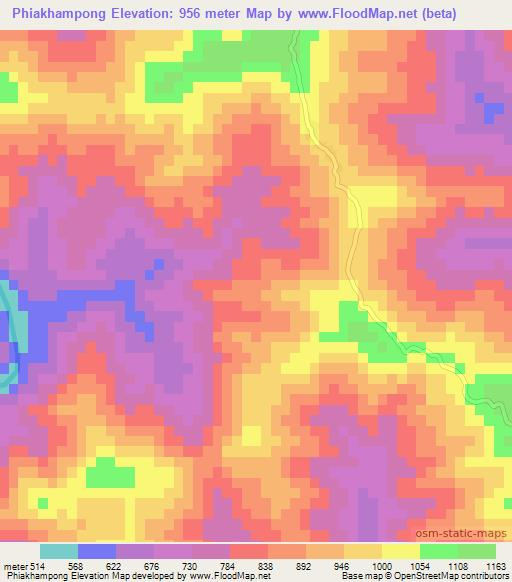 Phiakhampong,Laos Elevation Map