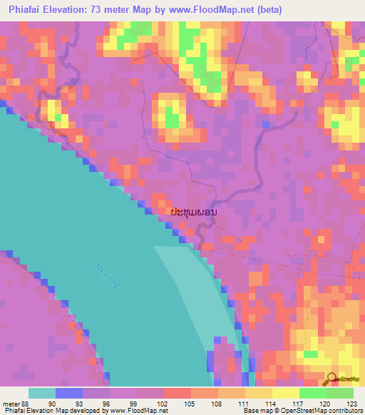 Phiafai,Laos Elevation Map