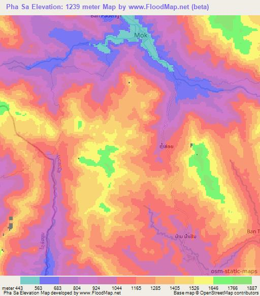 Pha Sa,Laos Elevation Map