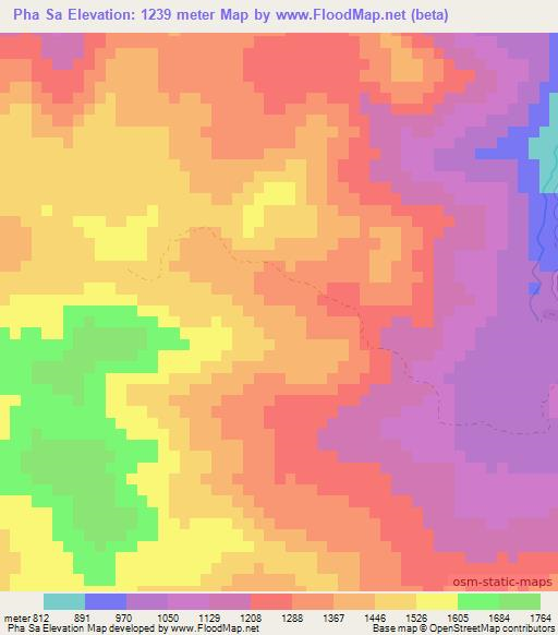 Pha Sa,Laos Elevation Map