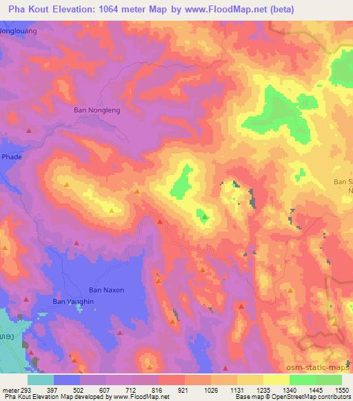 Pha Kout,Laos Elevation Map