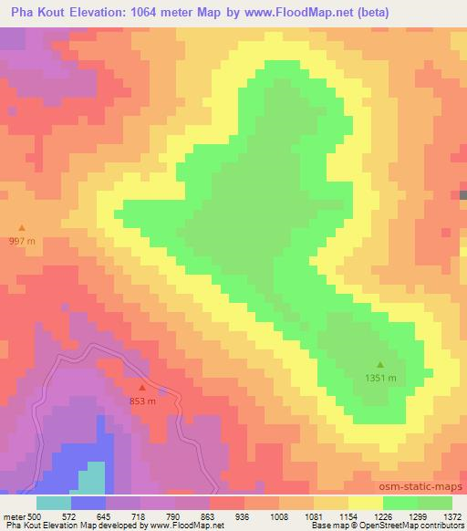 Pha Kout,Laos Elevation Map