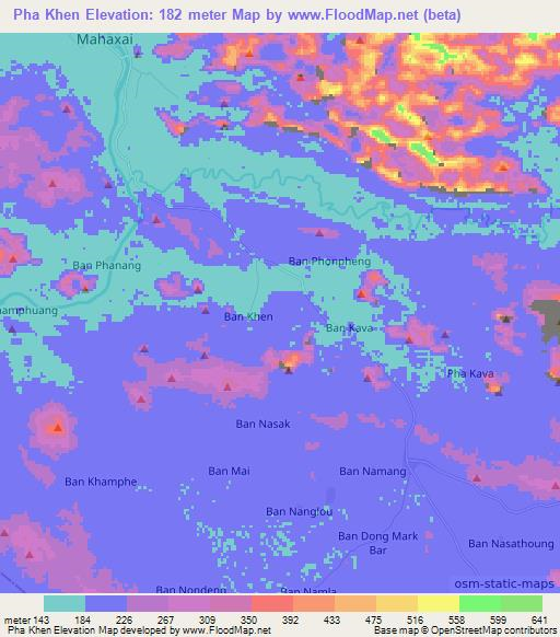 Pha Khen,Laos Elevation Map