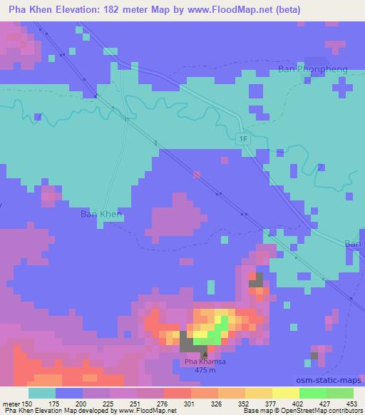 Pha Khen,Laos Elevation Map