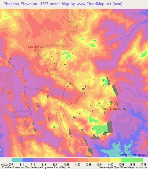 Phakhao,Laos Elevation Map