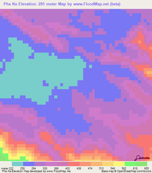 Pha Ka,Laos Elevation Map